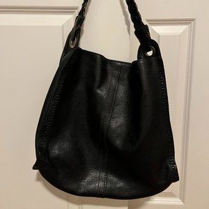 Lucky Brand Large Black Pebbled Leather Shoulder Bag